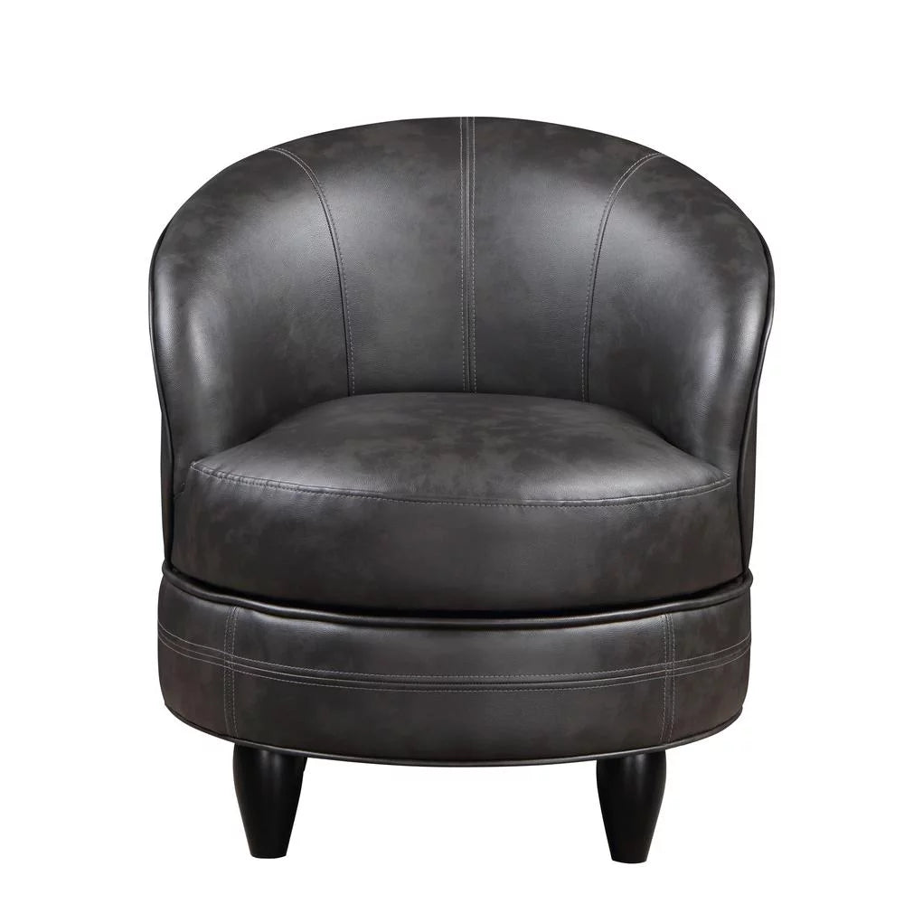Gray Faux Leather Swivel Accent Chair K921