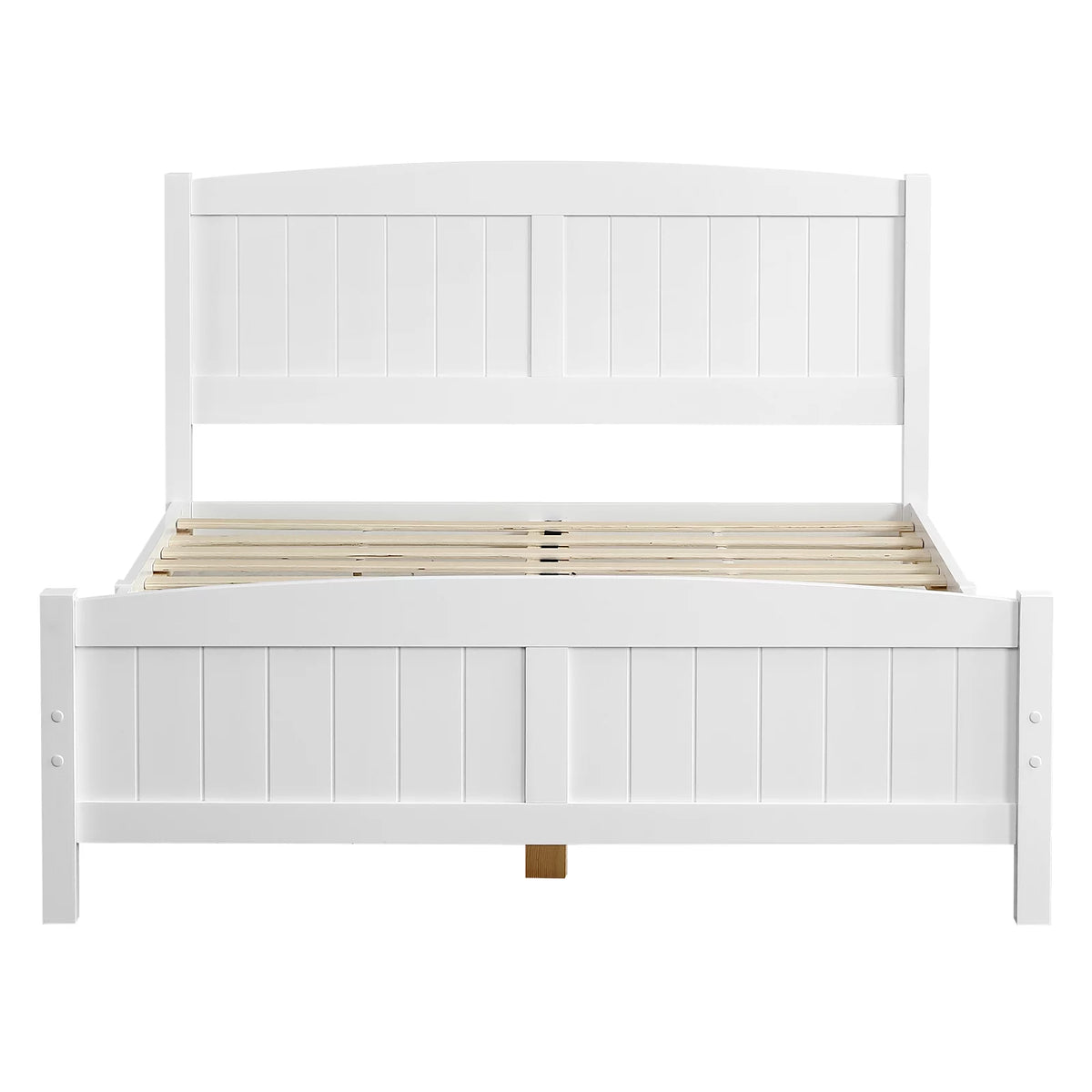White Full Size Wood Platform Bed with Headboard and Footboard U382
