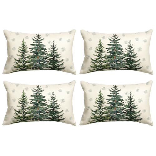 Christmas Trees Snowflake Throw Pillow Covers Set of 2, 18 x 18 Inch Z96684
