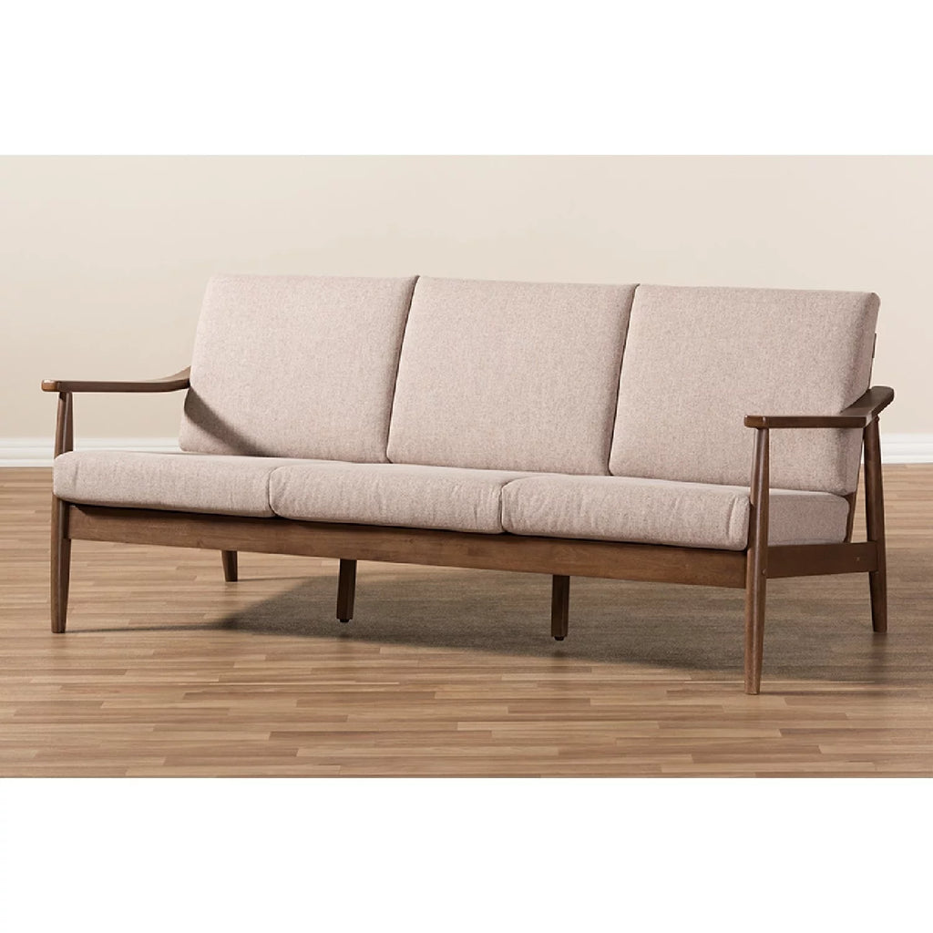 Light Brown Fabric Upholstered 3-Seater Sofa L181636