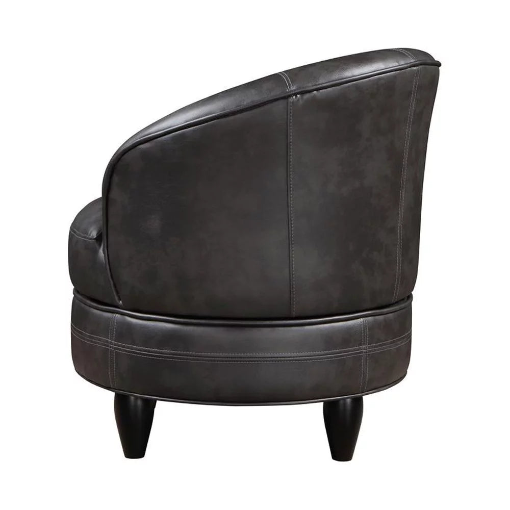 Gray Faux Leather Swivel Accent Chair K921