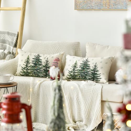 Christmas Trees Snowflake Throw Pillow Covers Set of 2, 18 x 18 Inch Z96684