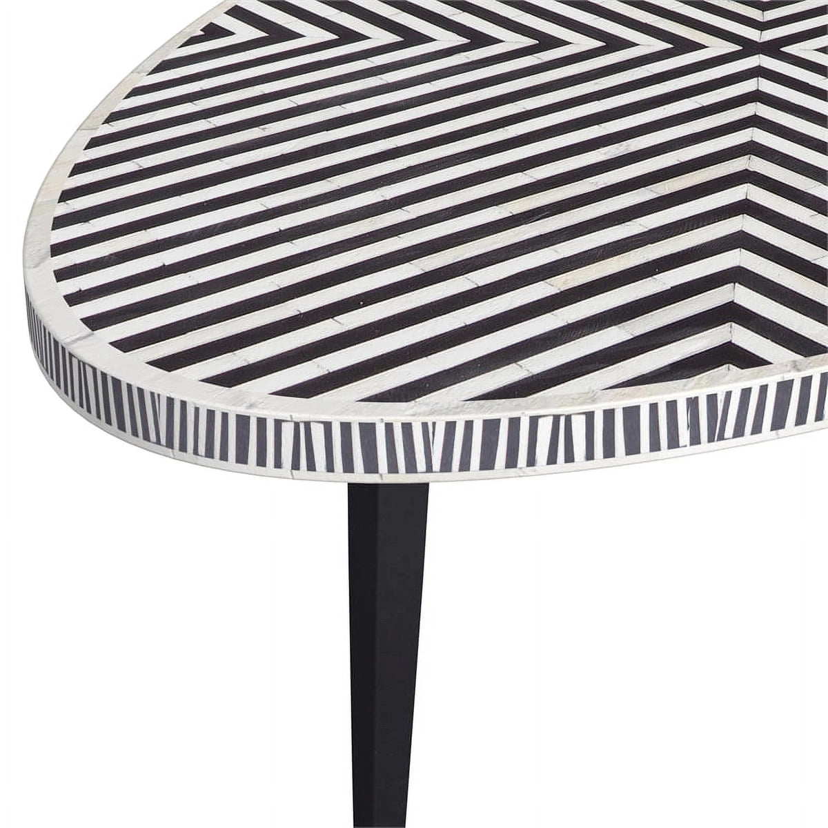 Round Cocktail Table in Black Iron Resin and Bone P83407