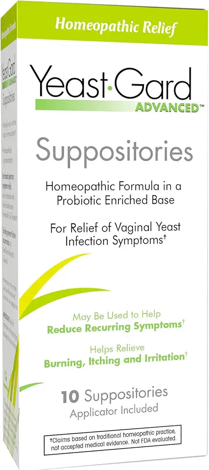 Homeopathic Yeast Infection Vaginal Suppositories 10 count X1866
