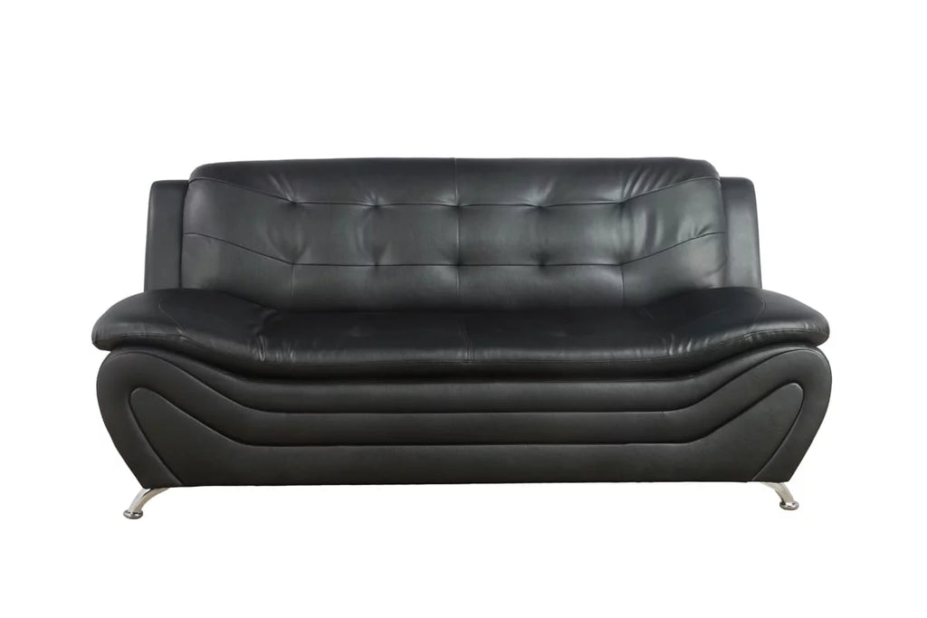 Black & White 2 Piece Faux Leather Sofa Loveseat Set L71111