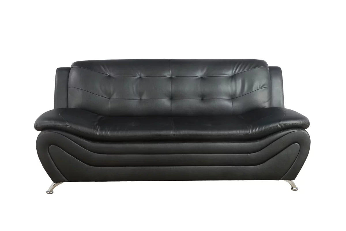 Black & White 2 Piece Faux Leather Sofa Loveseat Set L71111