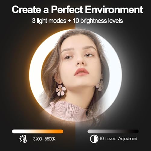 10" Dimmable LED Ring Light with Tripod Stands and Phone Holder R383688