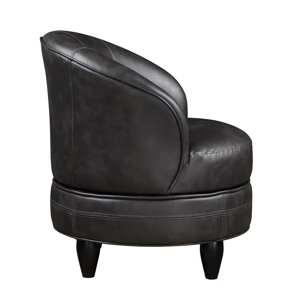 Gray Faux Leather Swivel Accent Chair K921