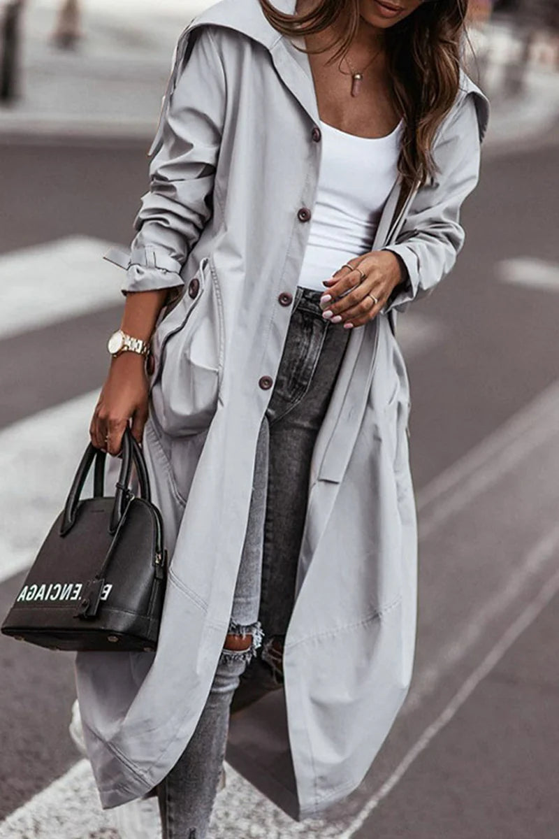 Solid Patchwork Turndown Collar Outerwear G431