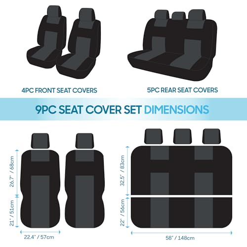 Solid Black Full Set Car Seat Covers Y83097