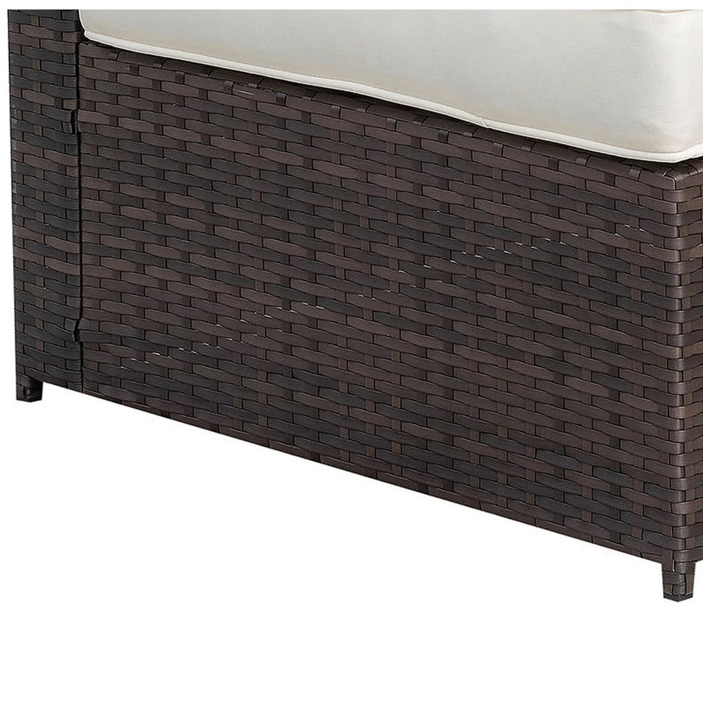 Brown and Ivory Faux Rattan Corner Chair with Cushions M1484