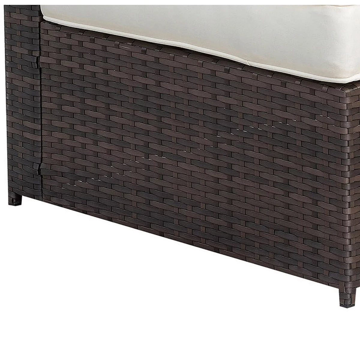 Brown and Ivory Faux Rattan Corner Chair with Cushions M1484