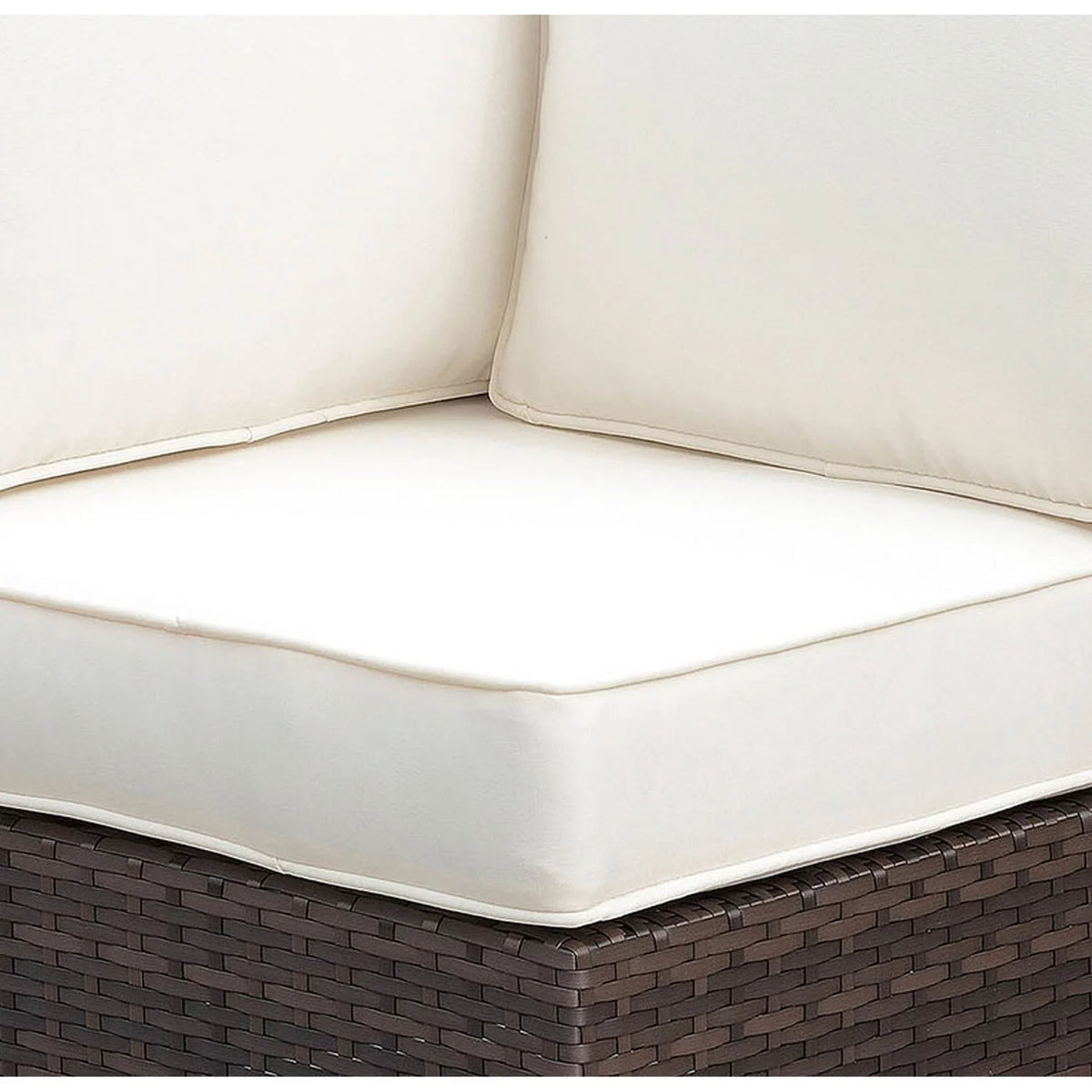 Brown and Ivory Faux Rattan Corner Chair with Cushions M1484