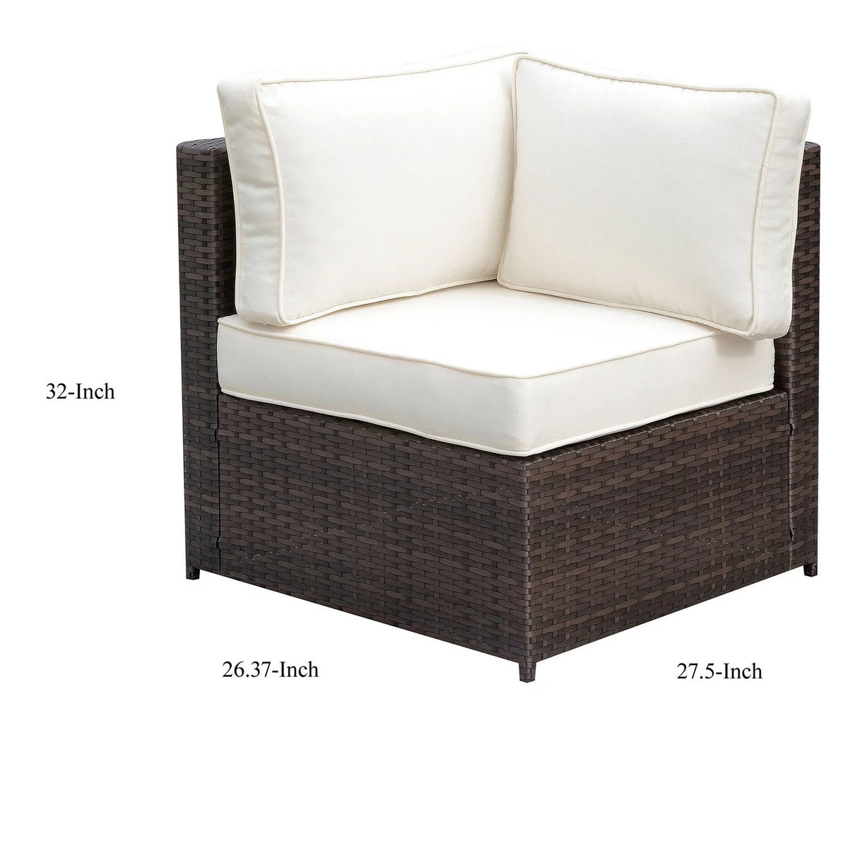 Brown and Ivory Faux Rattan Corner Chair with Cushions M1484