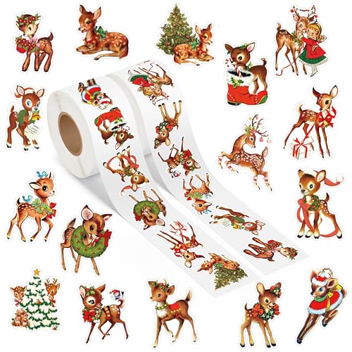 Christmas Reindeer Sticker Roll 1000Pcs E12437