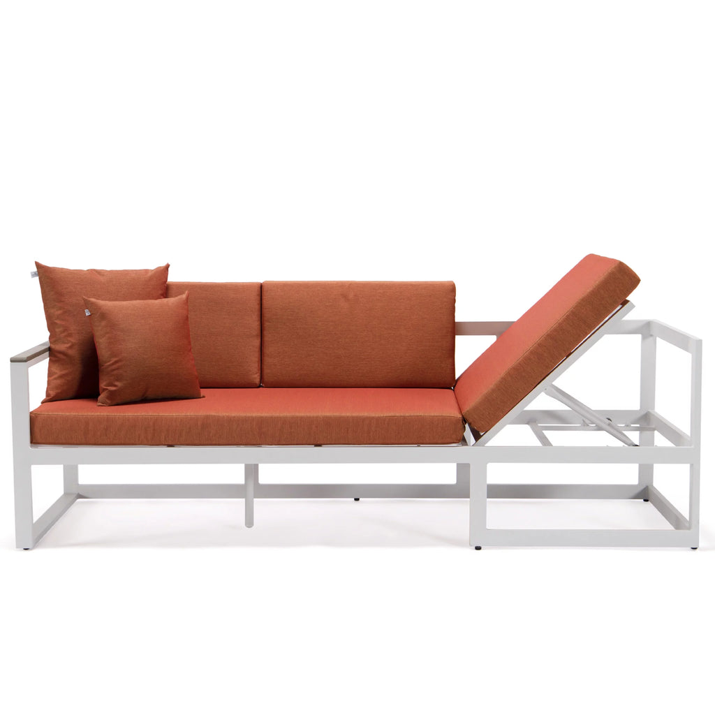White Sectional With Adjustable Headrest & Coffee Table With Cushions W7790