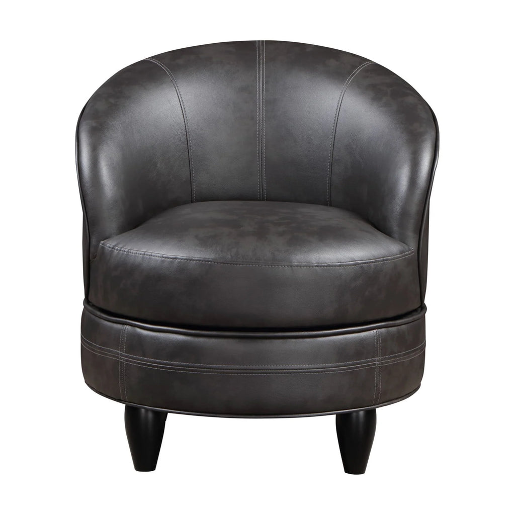 Gray Faux Leather Swivel Accent Chair K921