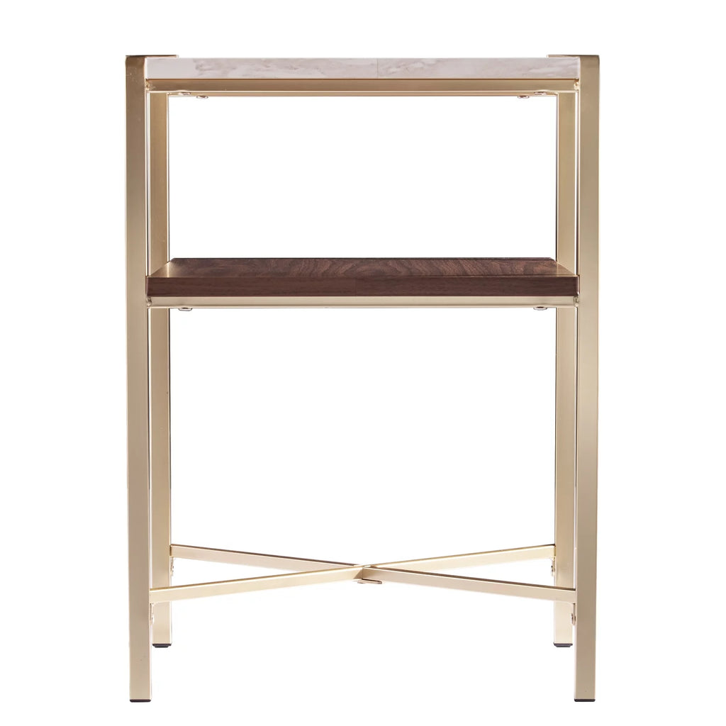 Square Faux Marble End Table with Storage W570553
