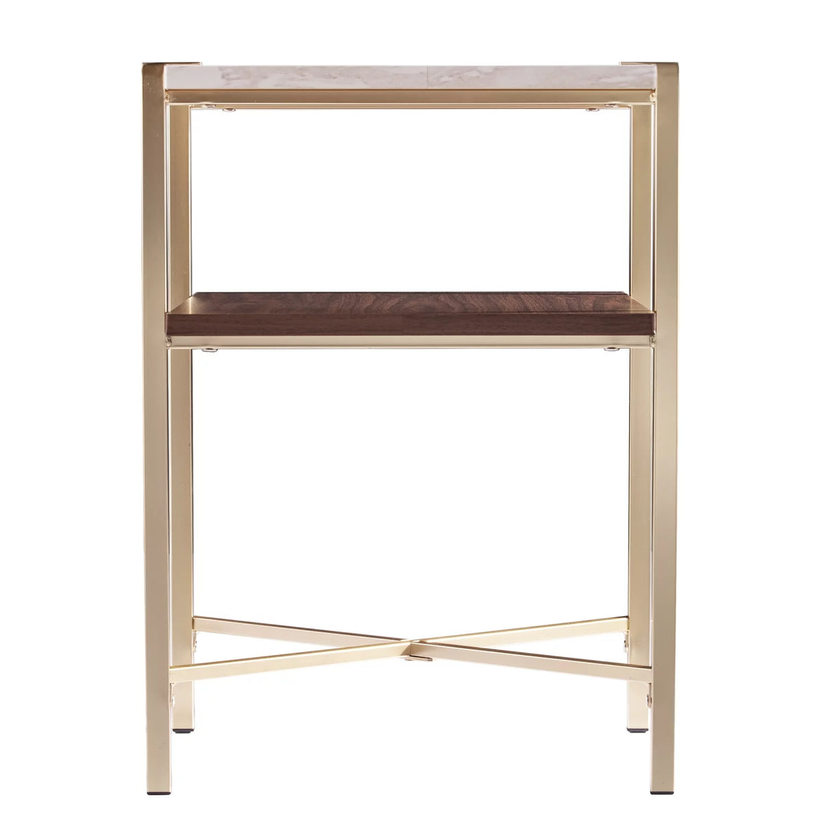 Square Faux Marble End Table with Storage W570553