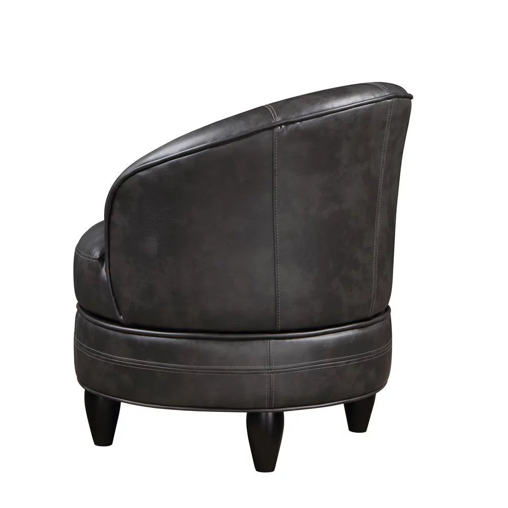 Gray Faux Leather Swivel Accent Chair K921