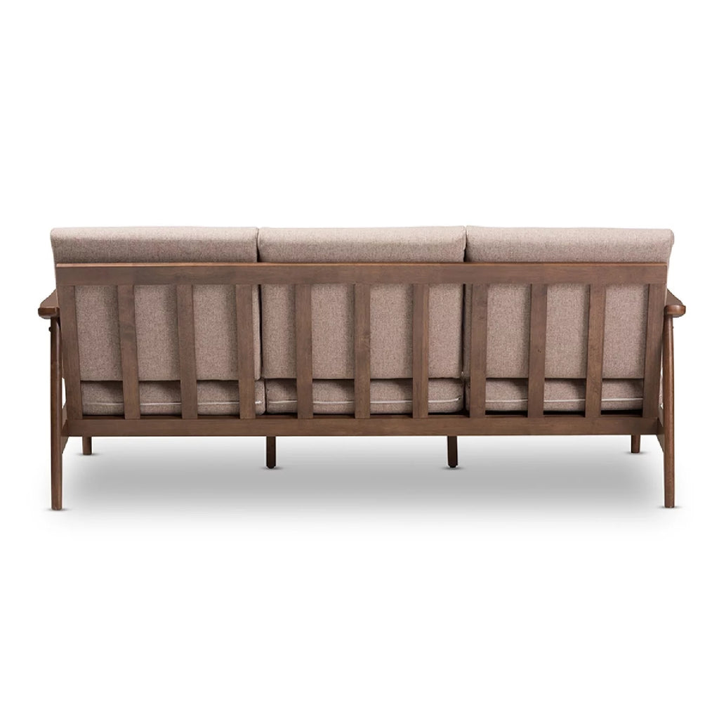 Light Brown Fabric Upholstered 3-Seater Sofa L181636