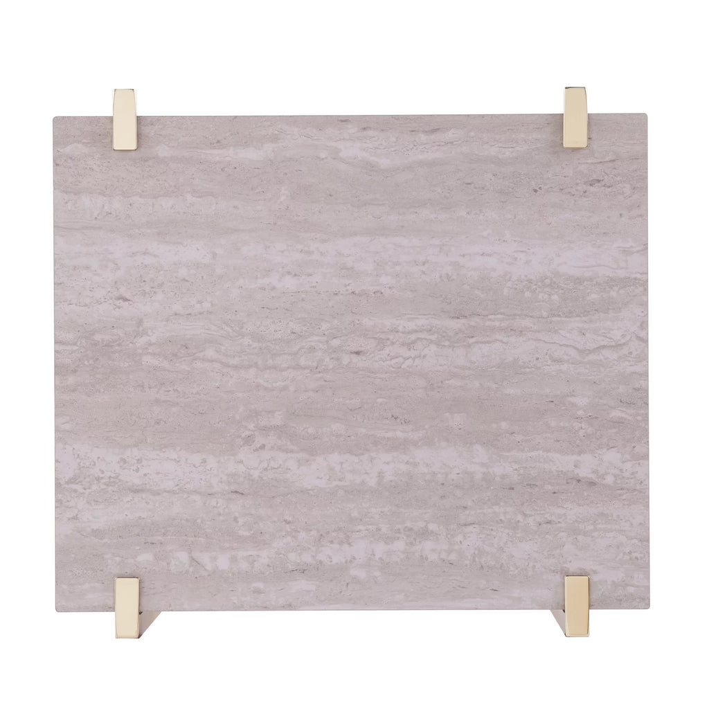Square Faux Marble End Table with Storage W570553