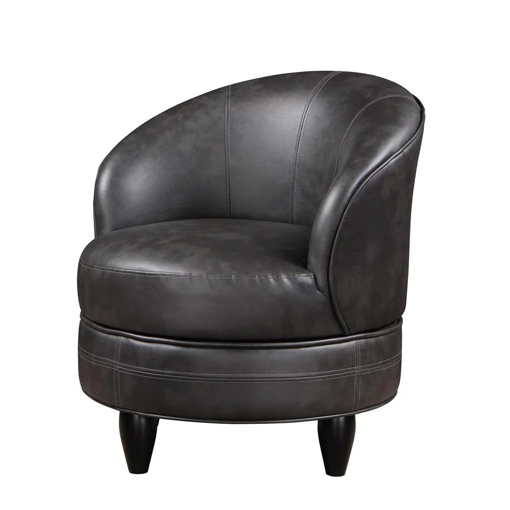 Gray Faux Leather Swivel Accent Chair K921