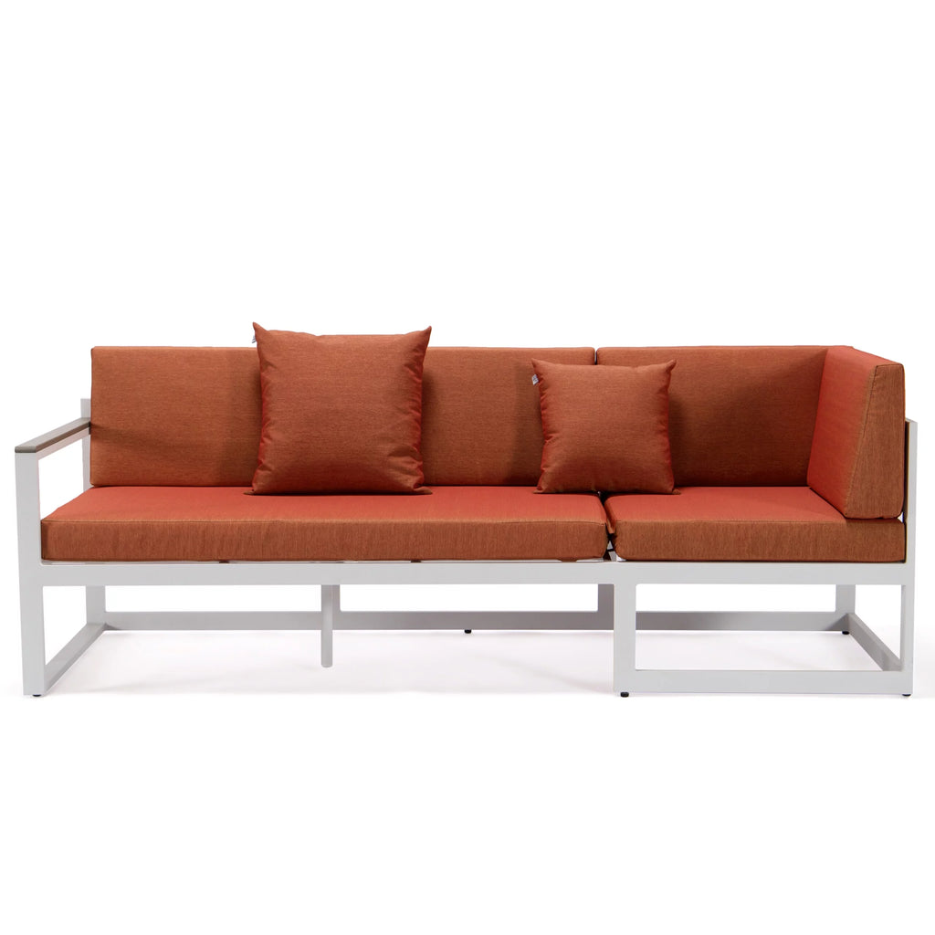 White Sectional With Adjustable Headrest & Coffee Table With Cushions W7790