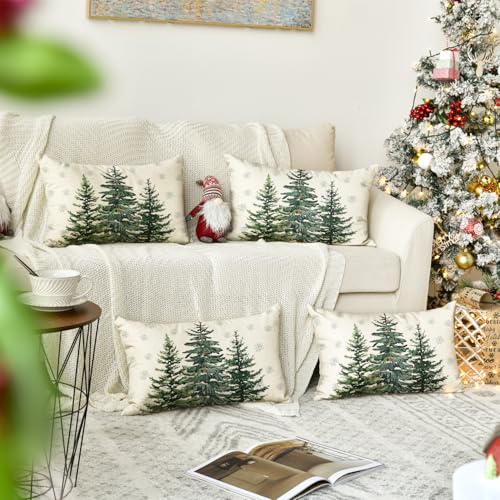 Christmas Trees Snowflake Throw Pillow Covers Set of 2, 18 x 18 Inch Z96684