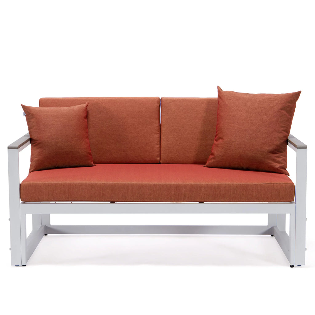 White Sectional With Adjustable Headrest & Coffee Table With Cushions W7790