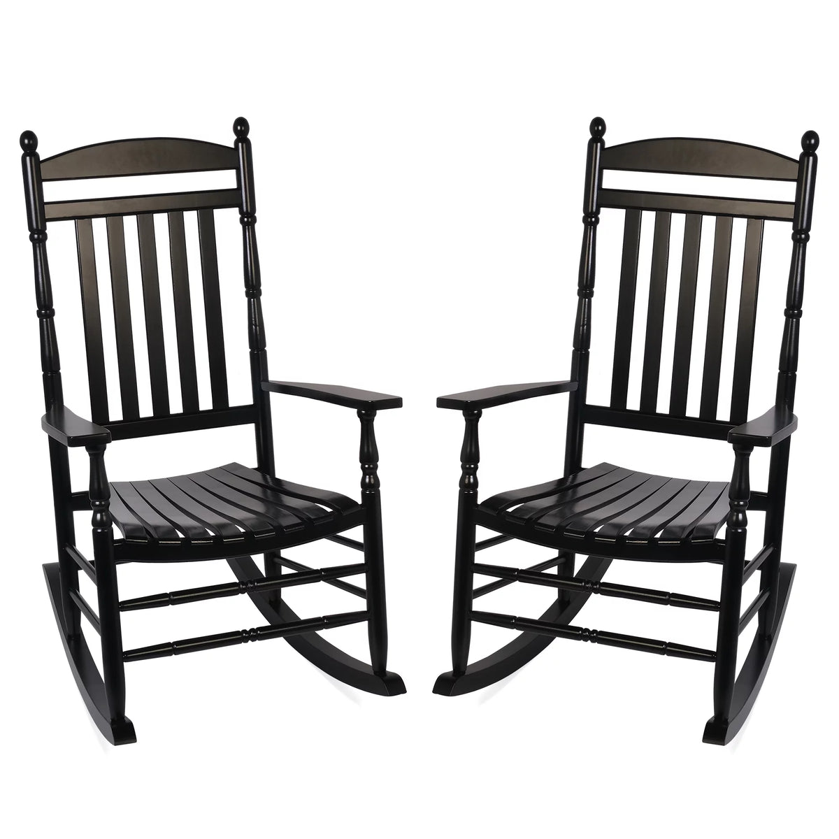 Set of 2 Oversized Black Wood Outdoor Rocking Chairs U4085