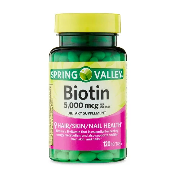 Biotin Hair Skin Nails Dietary Supplement Softgels, 5,000 mcg, 120 Count Y1467