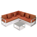 White Sectional With Adjustable Headrest & Coffee Table With Cushions W7790