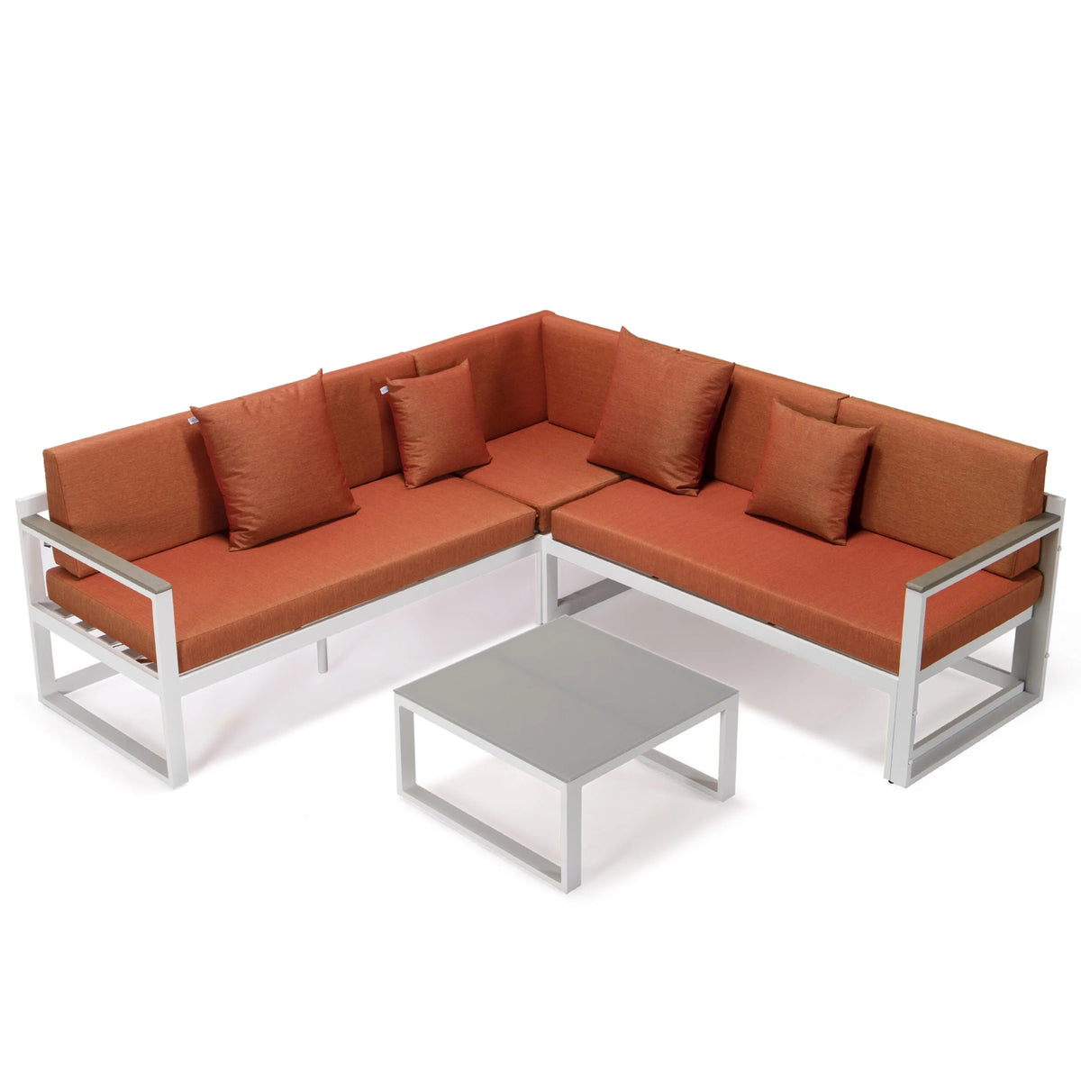 White Sectional With Adjustable Headrest & Coffee Table With Cushions W7790