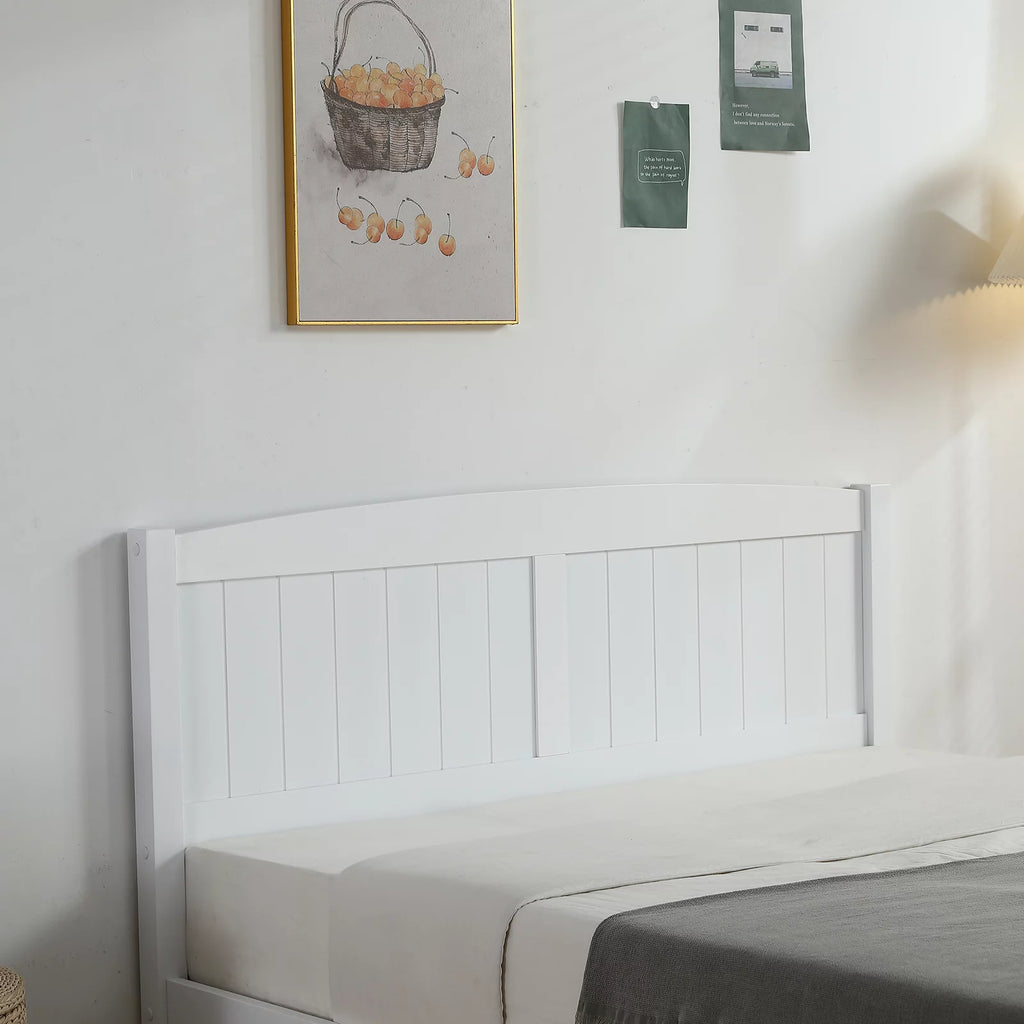 White Full Size Wood Platform Bed with Headboard and Footboard U382