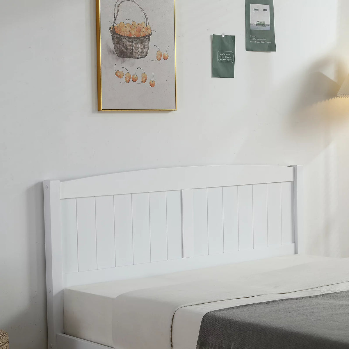 White Full Size Wood Platform Bed with Headboard and Footboard U382