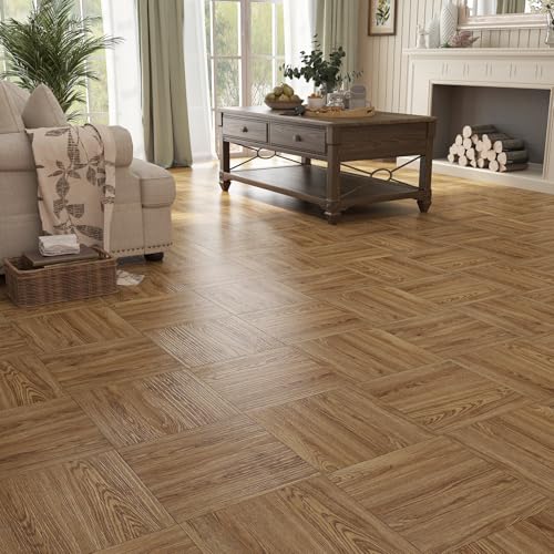 Honey Oak Wood Peel and Stick Vinyl Floor Tiles 36"x6" 18 PCS Waterproof O2558
