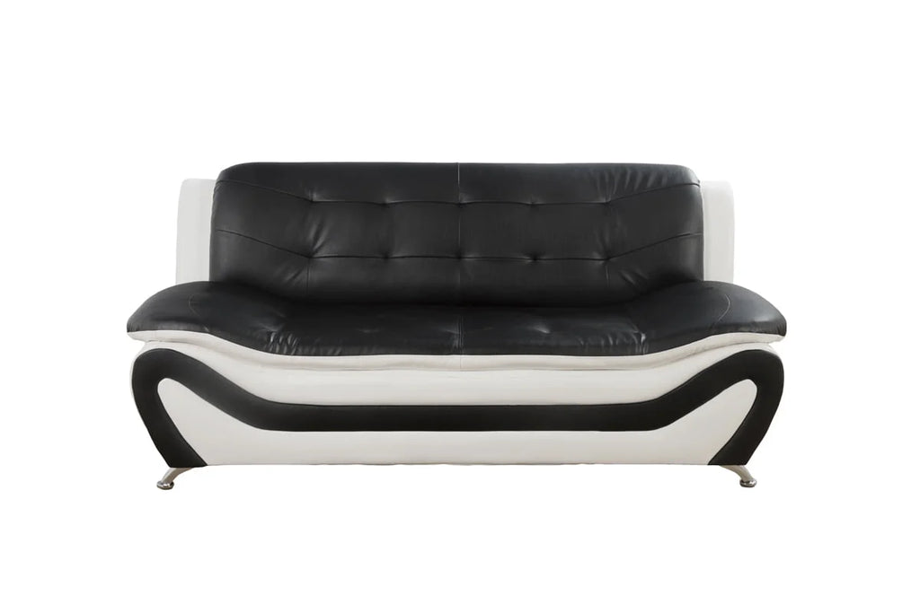 Black & White 2 Piece Faux Leather Sofa Loveseat Set L71111