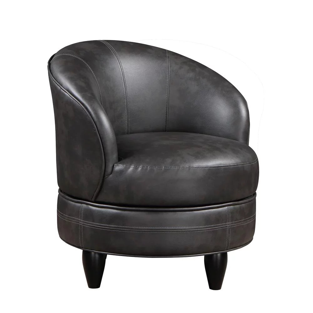Gray Faux Leather Swivel Accent Chair K921