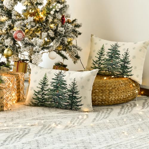 Christmas Trees Snowflake Throw Pillow Covers Set of 2, 18 x 18 Inch Z96684
