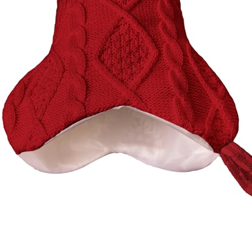 Knit White Bone Shape Dog Christmas Stocking A6109