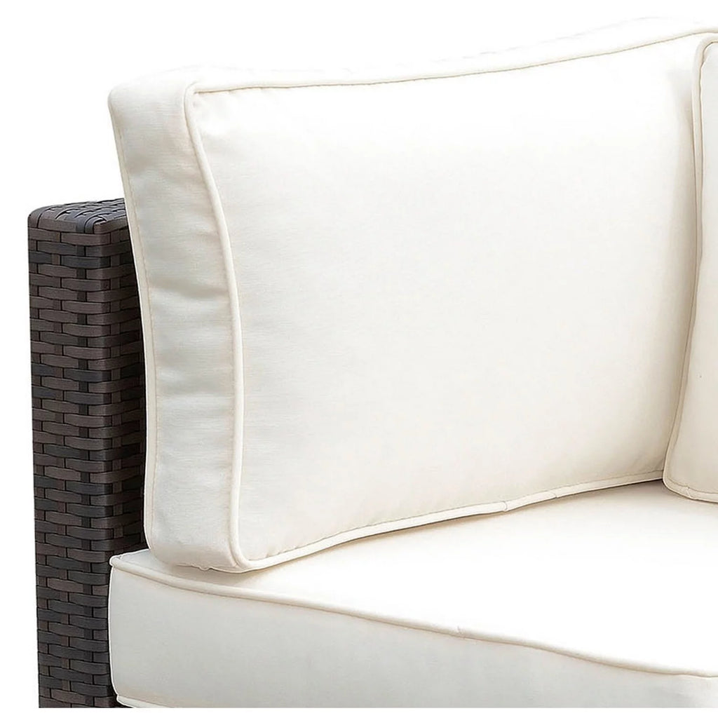Brown and Ivory Faux Rattan Corner Chair with Cushions M1484