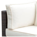 Brown and Ivory Faux Rattan Corner Chair with Cushions M1484