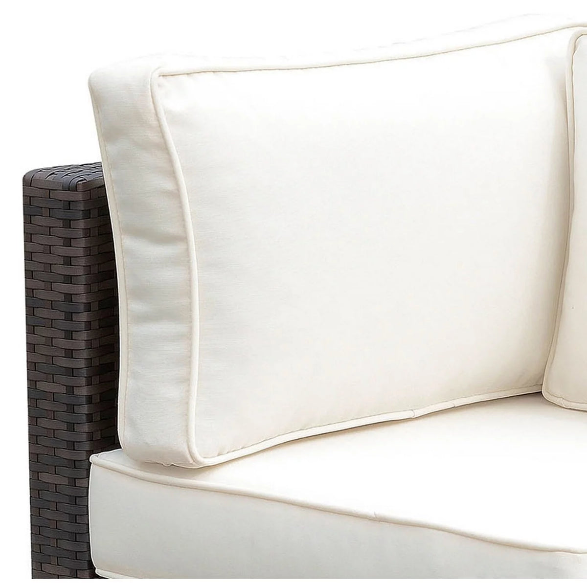 Brown and Ivory Faux Rattan Corner Chair with Cushions M1484