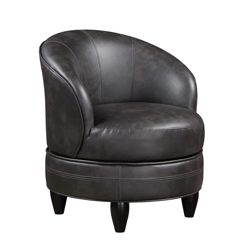Gray Faux Leather Swivel Accent Chair K921