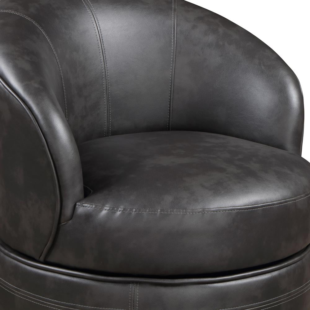 Gray Faux Leather Swivel Accent Chair K921
