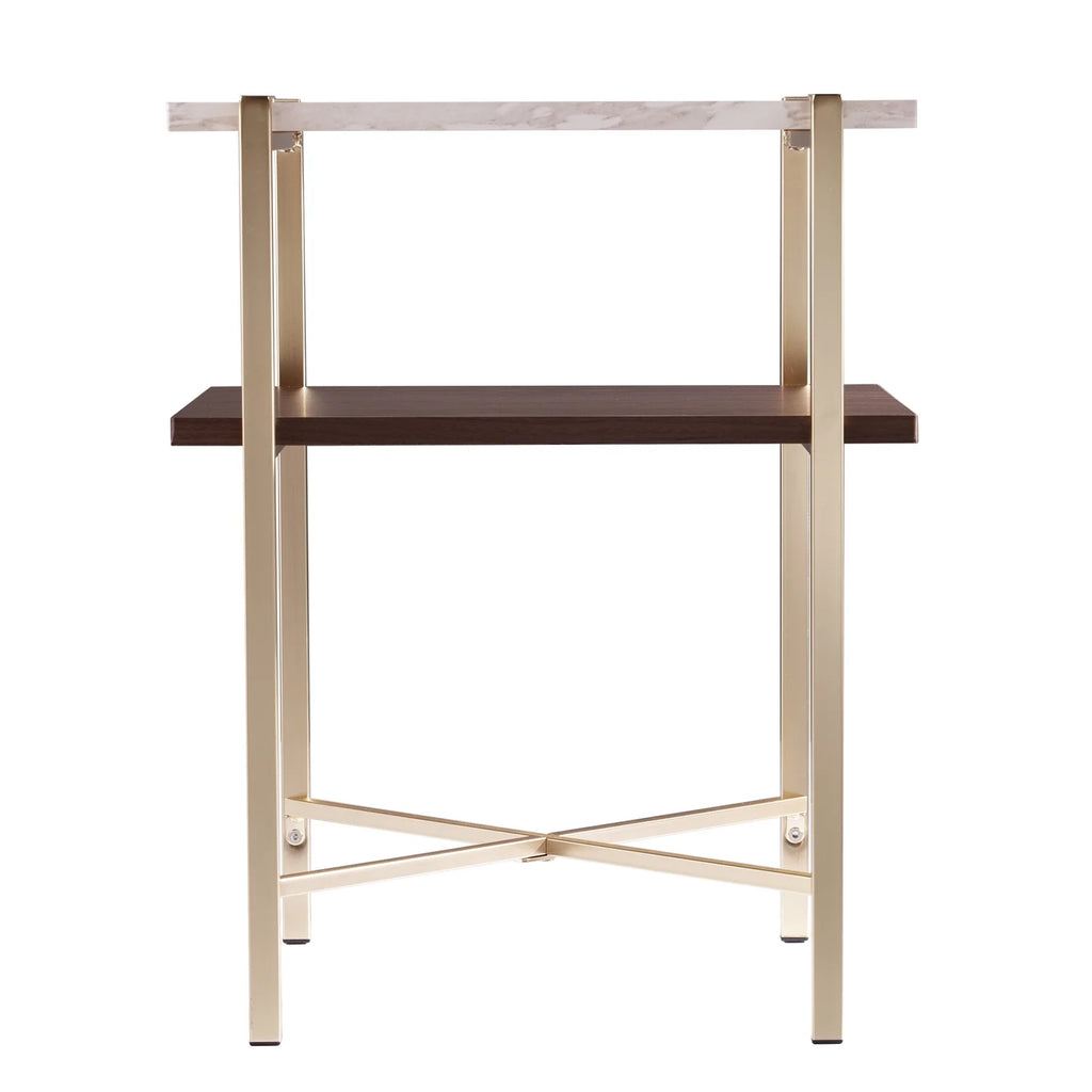 Square Faux Marble End Table with Storage W570553