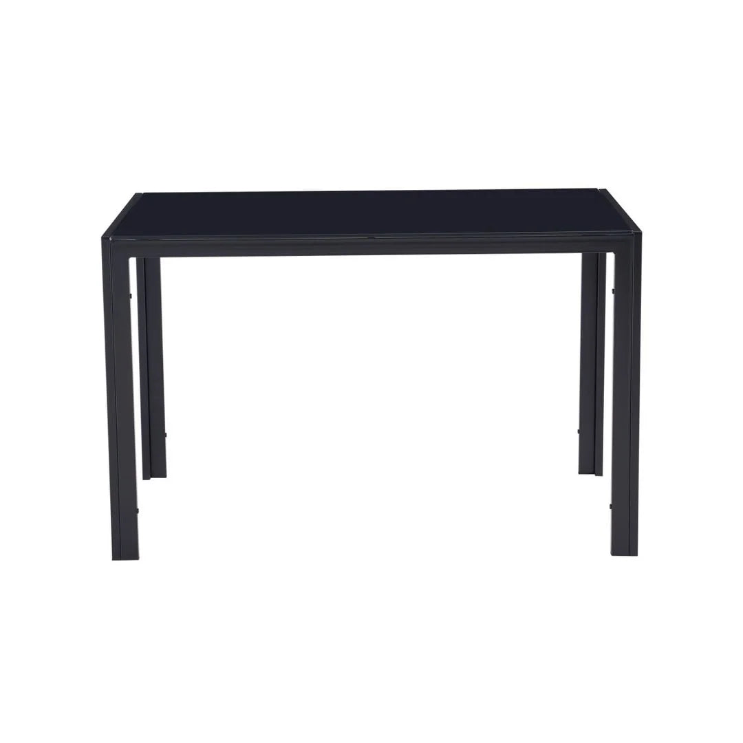 Black Metal Tempered Glass Rectangular Dining Table J917682
