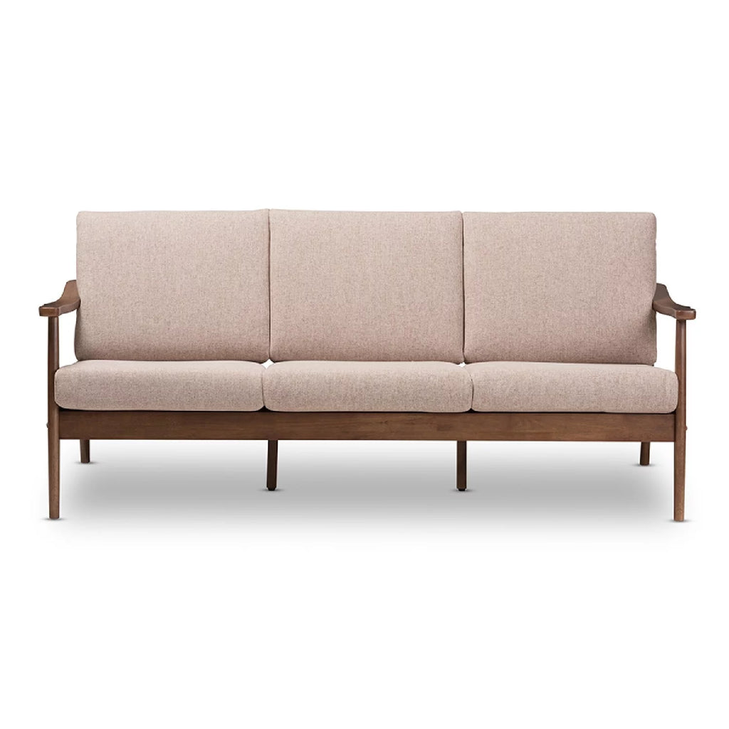 Light Brown Fabric Upholstered 3-Seater Sofa L181636