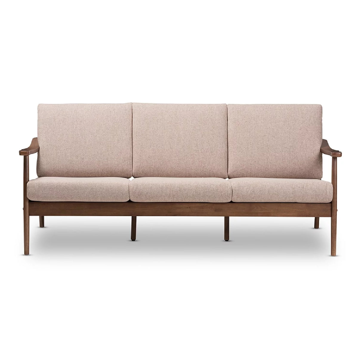 Light Brown Fabric Upholstered 3-Seater Sofa L181636